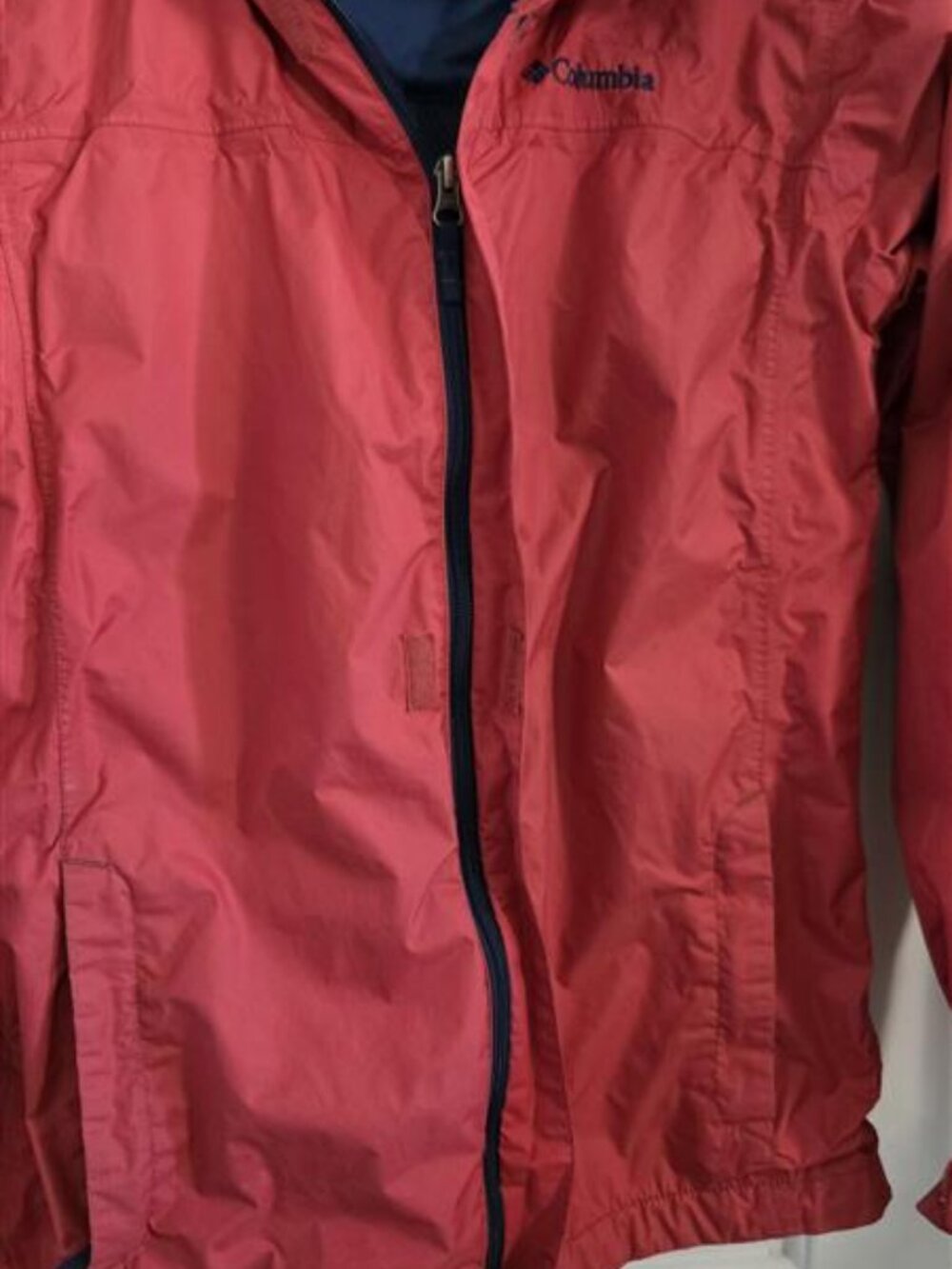 Columbia Coral Pink Hooded Lightweight Rain Jacket Size Large - Picture 8 of 13